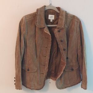 Ruffled Edge Genuine Leather Jacket